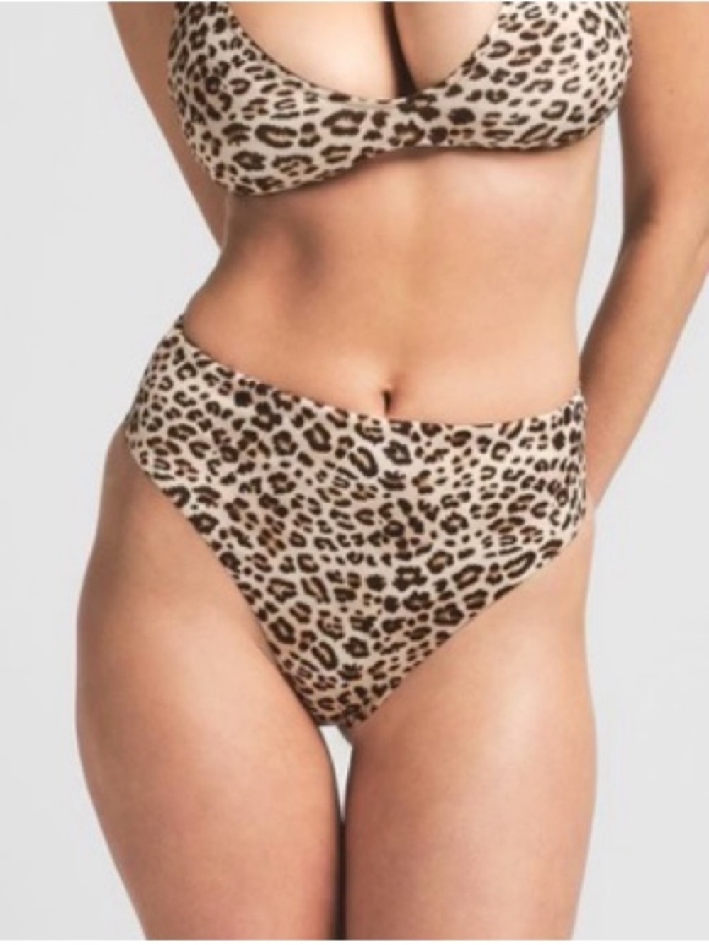Skims Signature Swim Mid Waist Bottom Champagne Leopard Print Large